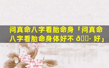 问真命八字看胎命身「问真命八字看胎命身体好不 🕷 好」